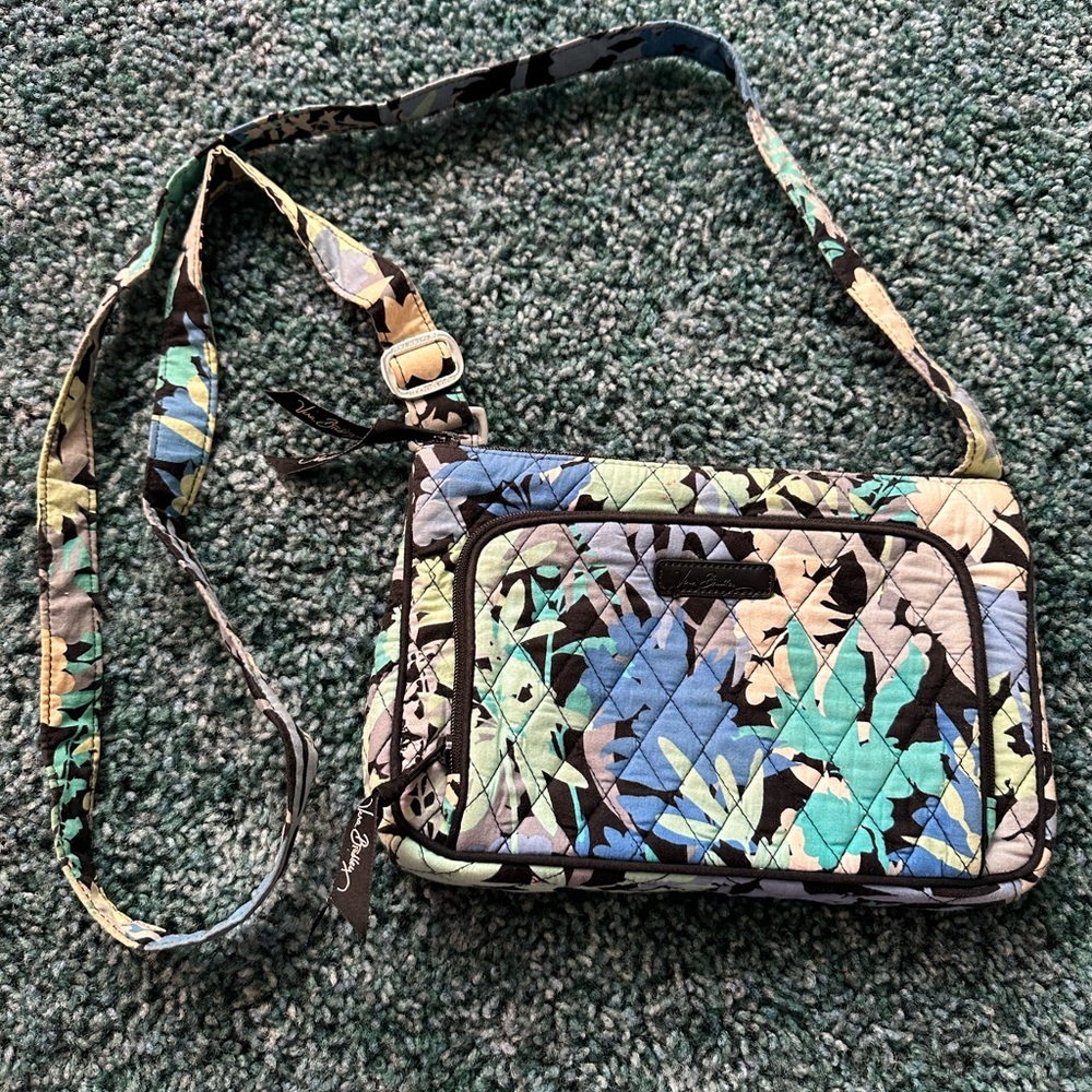 Vera Bradley Tropical Floral Crossbody Bag - Blue and Black